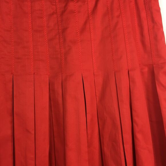 Etcetera Skirt Womens Sz‎ 6 Red Cotton Accordion Pleated A-Line Side Zip Lined - Picture 2 of 7